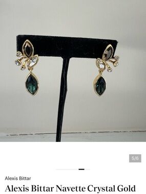 Alexis Bittar Gold-Tone Earrings with Deep Green and Clear Stones